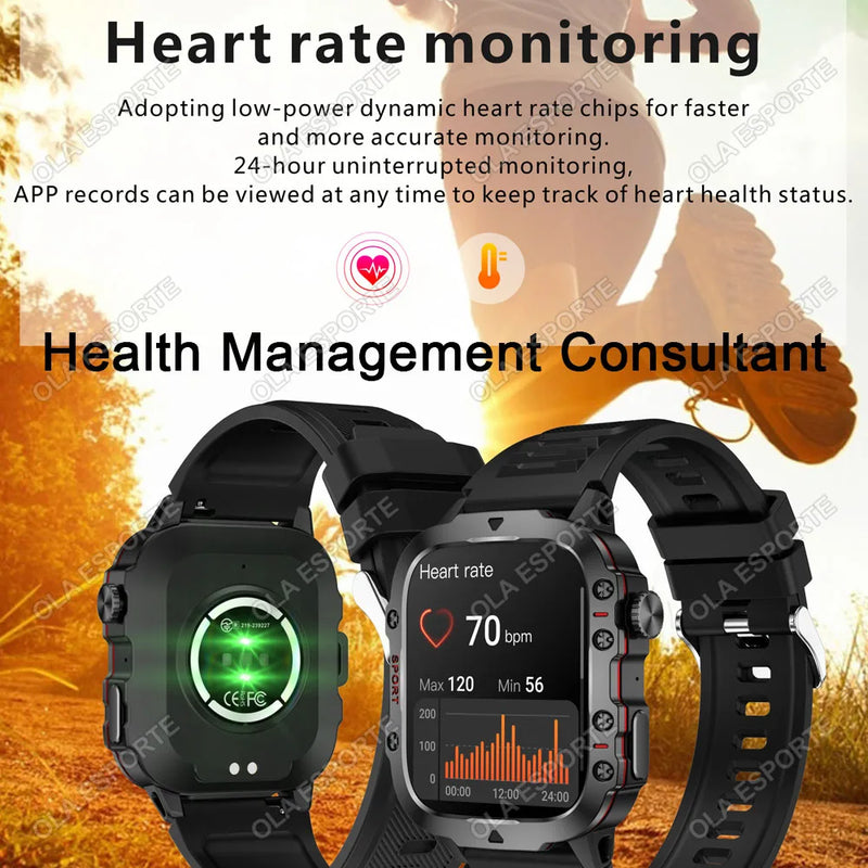 LANÇAMENTO 2025 Novo Xiaomi Militar SmartWatch Homens IP68 5ATM  Tracker Health Monitor 1.81Inch BT Call Smartwatch e contém rastreador de chamada bluetooth