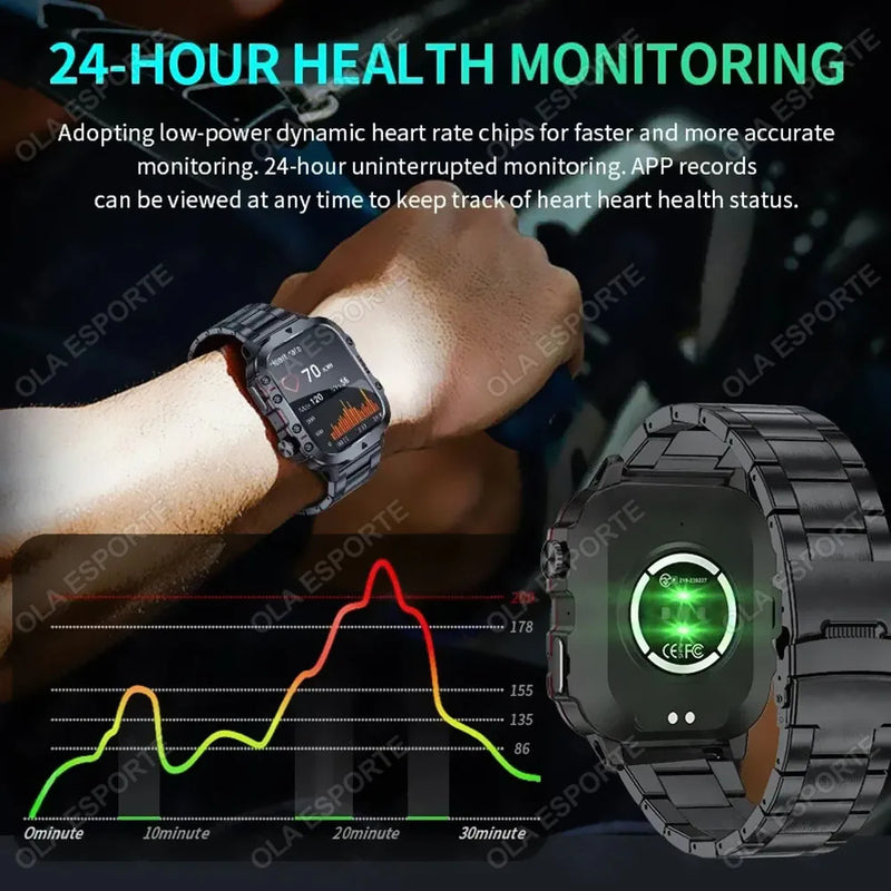 LANÇAMENTO 2025 Novo Xiaomi Militar SmartWatch Homens IP68 5ATM  Tracker Health Monitor 1.81Inch BT Call Smartwatch e contém rastreador de chamada bluetooth