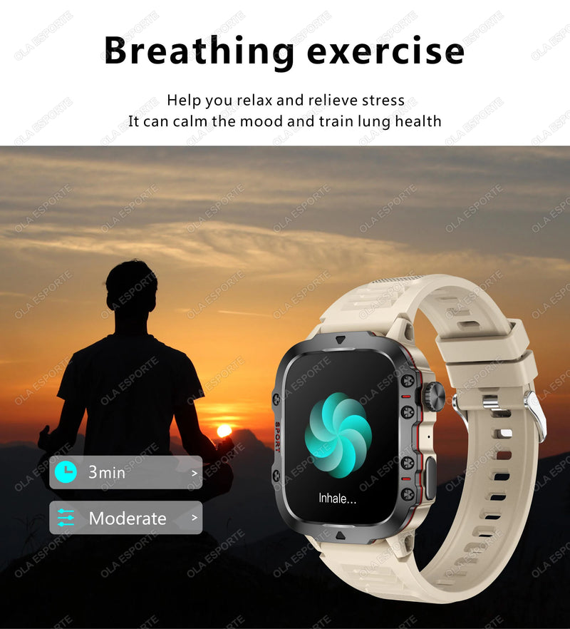 LANÇAMENTO 2025 Novo Xiaomi Militar SmartWatch Homens IP68 5ATM  Tracker Health Monitor 1.81Inch BT Call Smartwatch e contém rastreador de chamada bluetooth