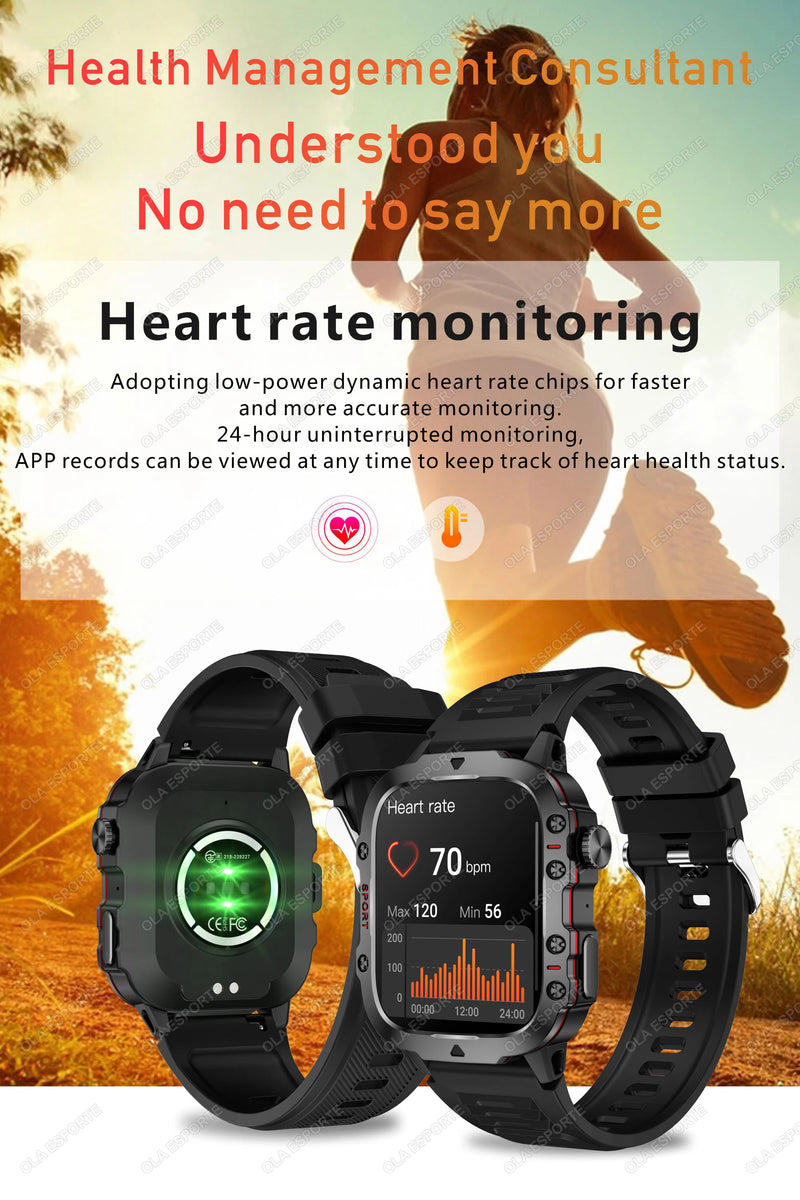 LANÇAMENTO 2025 Novo Xiaomi Militar SmartWatch Homens IP68 5ATM  Tracker Health Monitor 1.81Inch BT Call Smartwatch e contém rastreador de chamada bluetooth